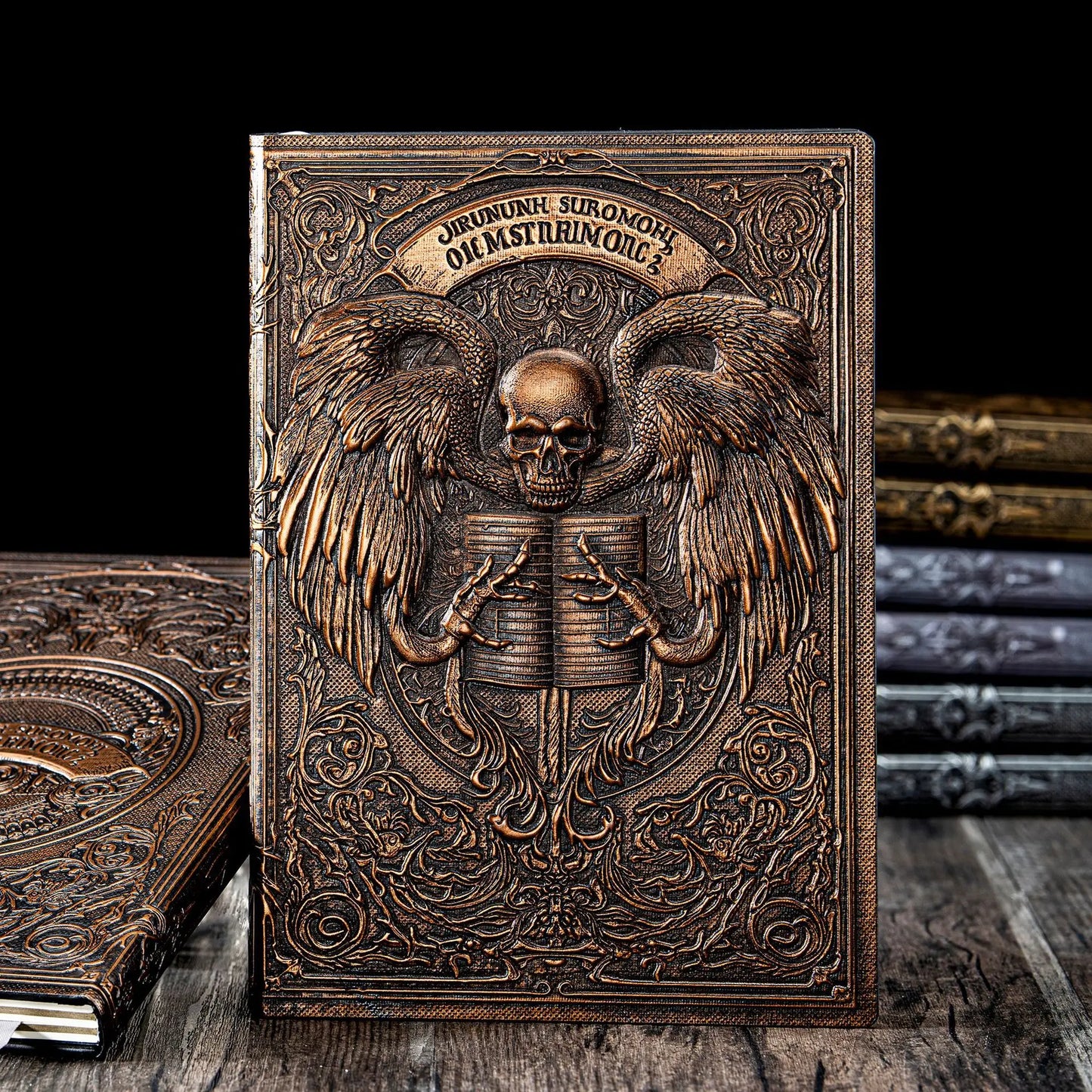 Carnet gothique d'ange de mort, thème sombre, Journal gravé, motif de crâne, cadeau d'écriture pour les fans d'horreur, article de collection pour Halloween