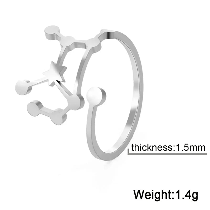 12 bagues de constellation pour femmes, anneaux ouverts et réglables du zodiaque pour adolescents, vergine, Cancer, balance, lion, poissons, bijoux, cadeau d'anniversaire