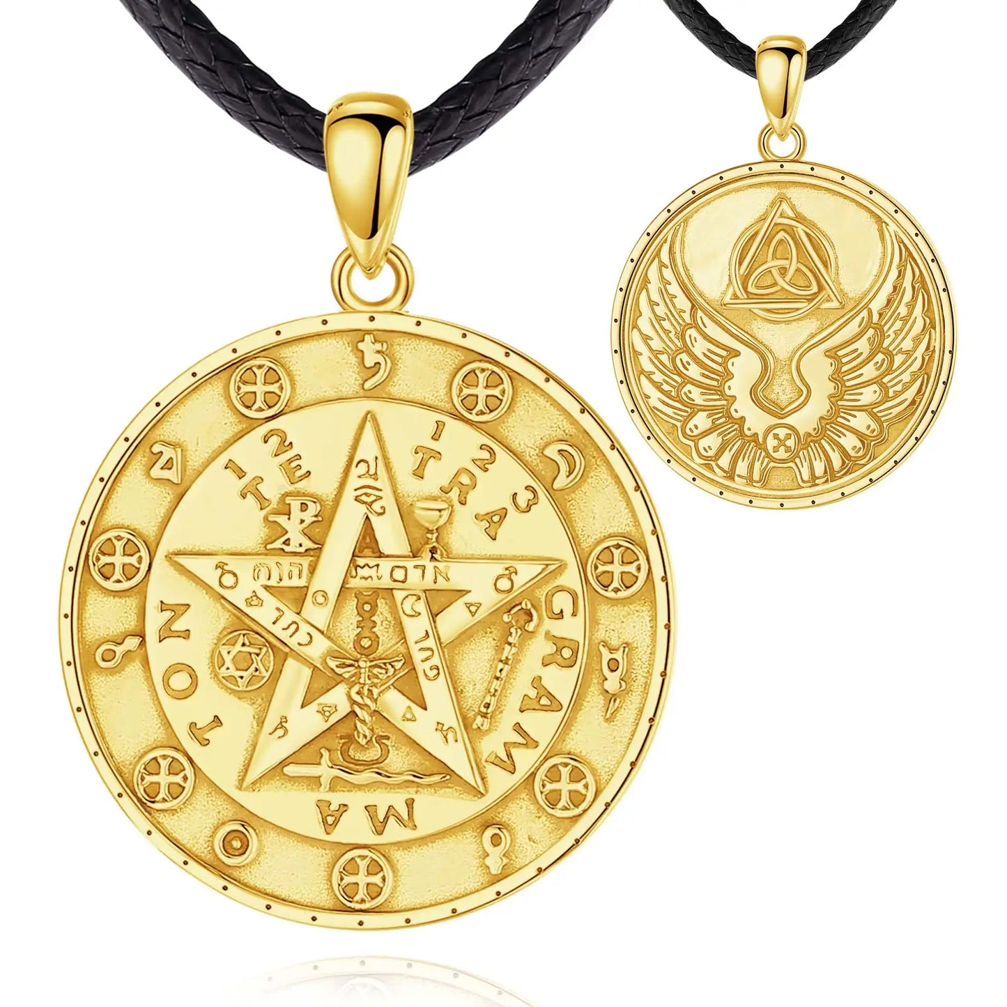 Collier Eudora en Argent Sterling 925 avec Pendentif Aile de Tétragramme en Or 18K – Amulette Symbolique Unisexe, Joaillerie Fine Contemporaine