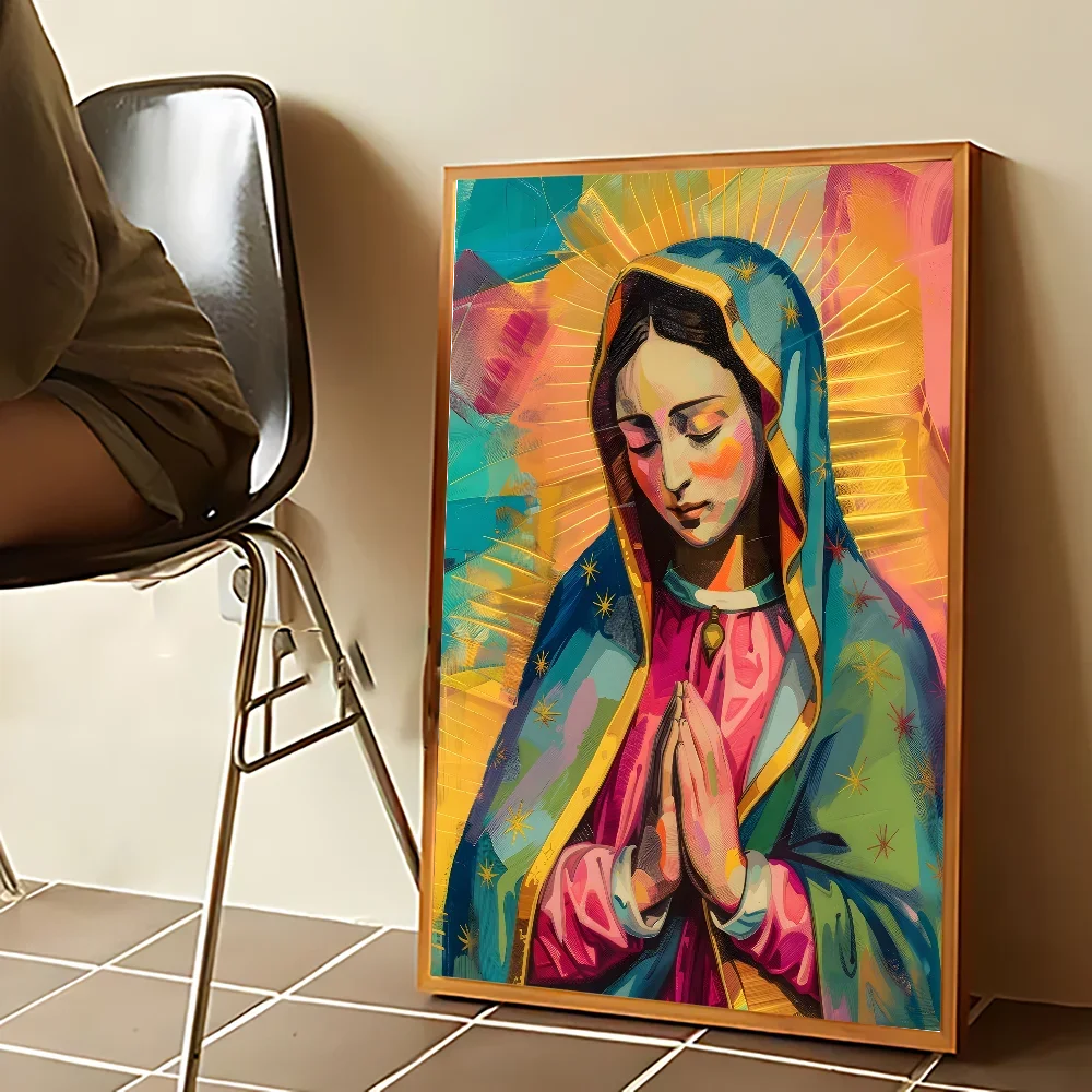 Vierge Marie Art Madame Guadalupe toile peinture affiche Kraft Club Bar papier Vintage affiches mur Art peinture chambre étude