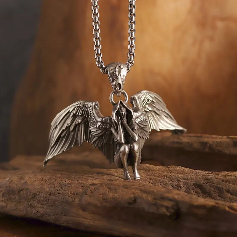 Collier ange gardien couleur or pendentif ailes d'ange Style rétro pendentif bijoux en gros