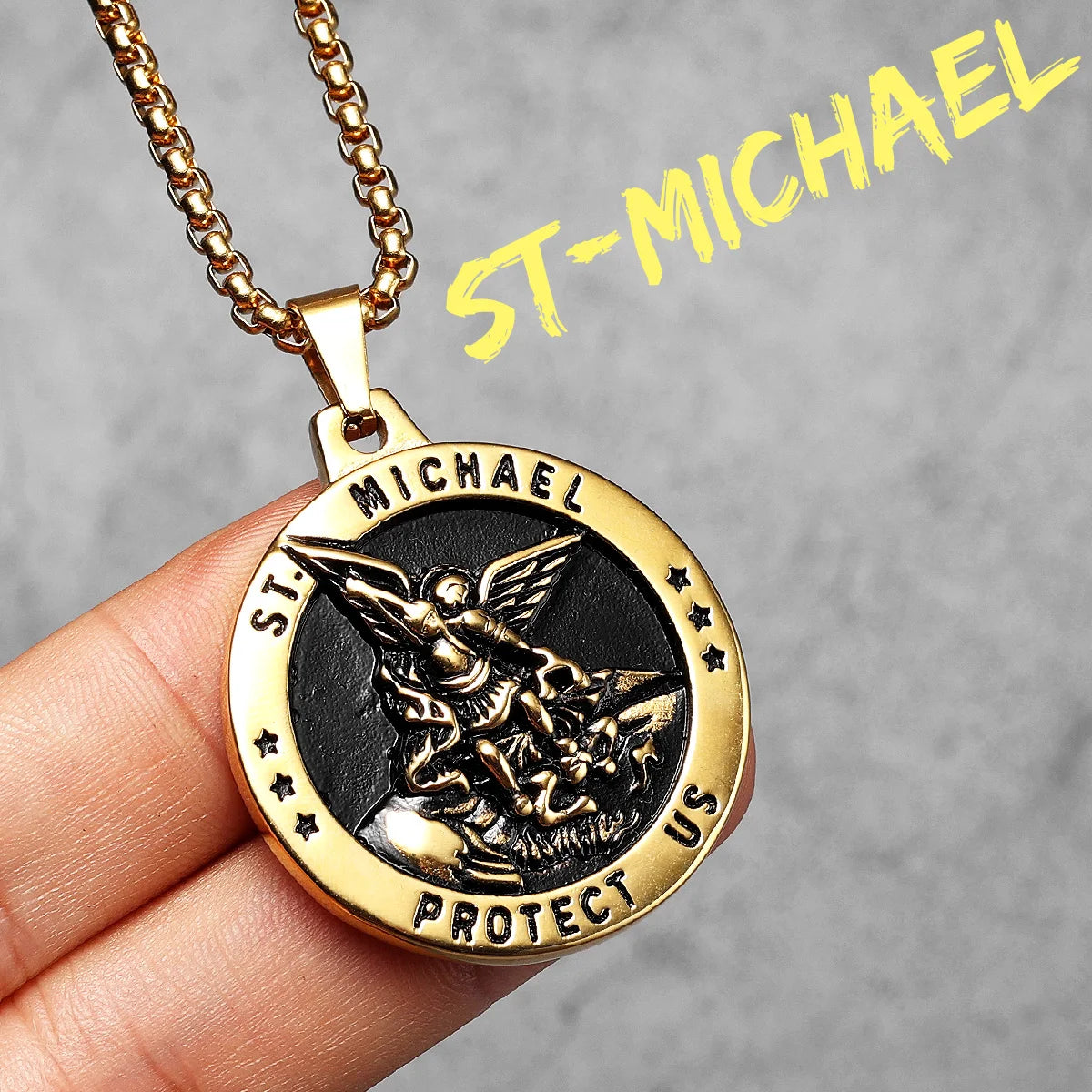 Collier pendentif Archange Saint Michel en acier inoxydable pour hommes et femmes – amulette puissante.