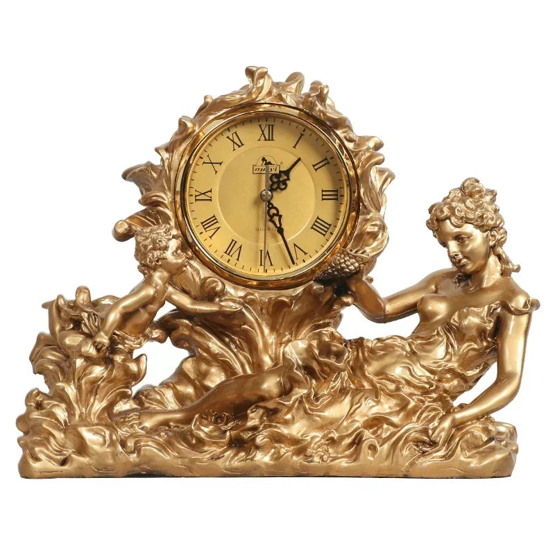 Horloge à pendule artistique européenne, ornements de montre, horloge de bureau, maison, salon, décorations de meuble TV