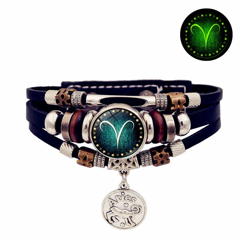 Bracelet en cuir du zodiaque ciel étoilé lumineux, multicouche, perles, bijoux pour Couple, cadeau d'amitié
