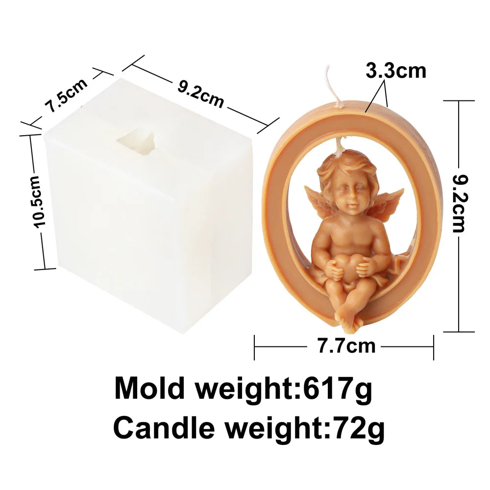 Moule en silicone aile de garçon 3D, figurine de chérubin, statue de coeur d'amour, moule religieux de Pâques, pièce maîtresse de mariage à la maison, outils d'ange bébé