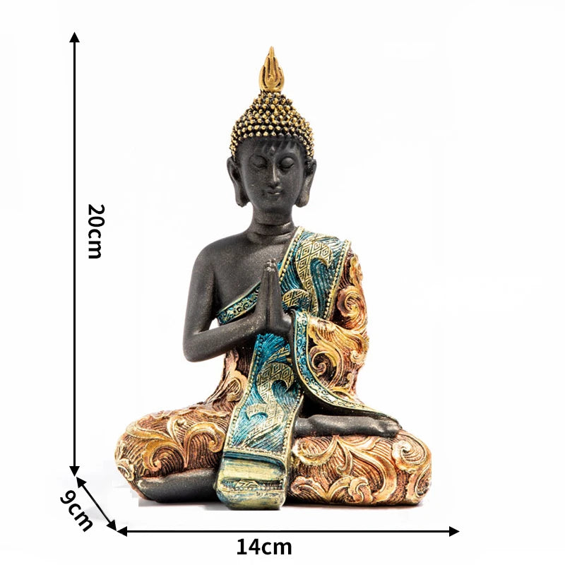 Grande Statue de bouddha thaïlande, Sculpture de bouddha en résine verte faite à la main, bouddhisme hindou Fengshui, Figurine de méditation, décoration de maison