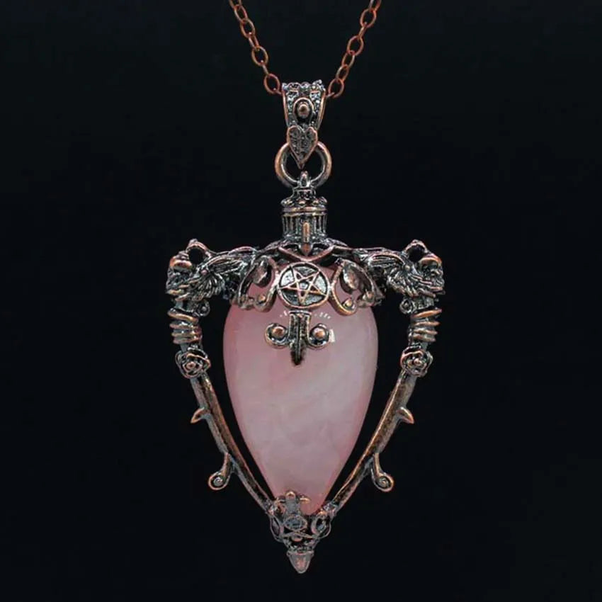 Collier pendentif en cristal goutte d'eau pour hommes et femmes, Quartz rose naturel, Onyx, Lapis Lazuli, Opale, Bijoux en pierre antique, Alanding Yst