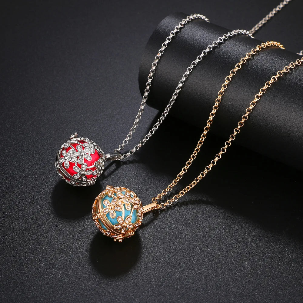 Collier Bola Mexique avec ailes d'ange, arbre de vie – diffuseur d'huile essentielle aromathérapie, pendentif parfumé pour femme, idée cadeau raffinée.