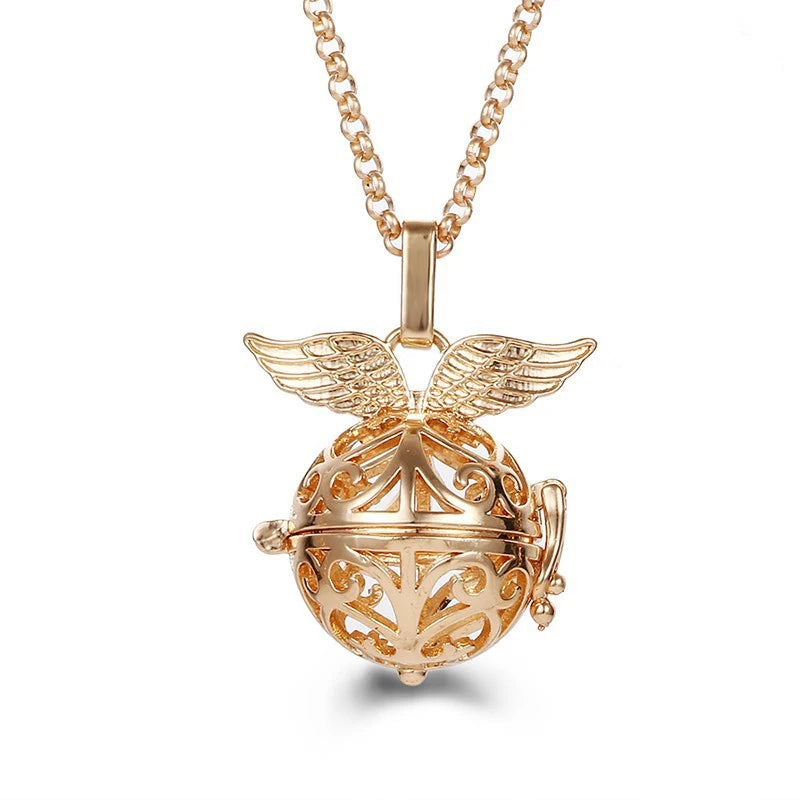 Nouveau charme carillon du mexique ailes d'ange creuses collier Vintage bijoux boule de musique pendentif aromatique pour les femmes accessoires de mode d'été