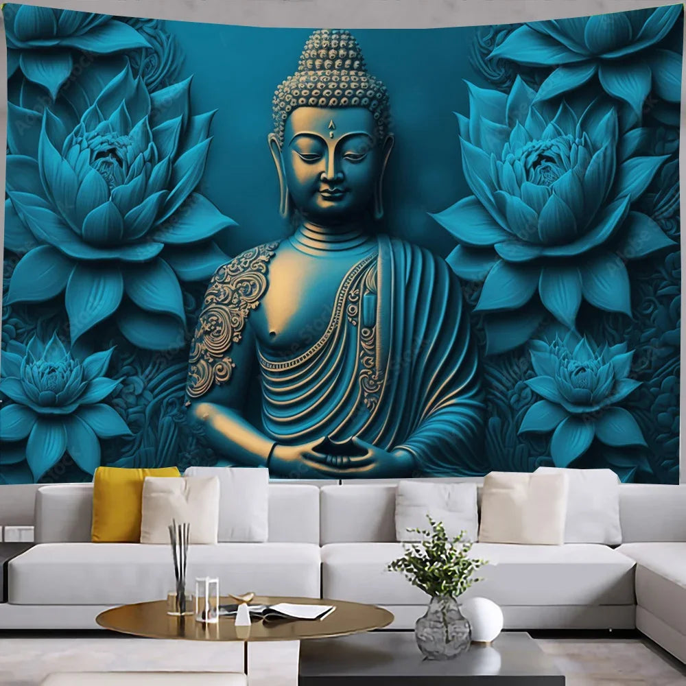Tapisserie de méditation de bouddha indien, décoration de chambre à coucher, mandala bohème, confection murale, yoga, polymères, serviette de plage, décoration d'intérieur