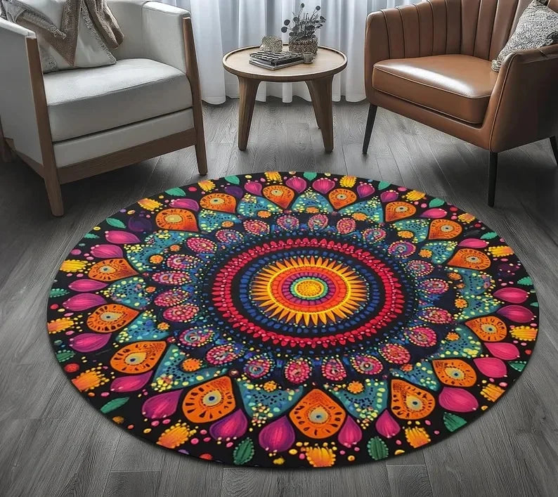 Tapis de Yoga Mandala coloré, pour salon, chambre à coucher, chevet, canapé, zone de salon, tapis de sol, lavable en Machine
