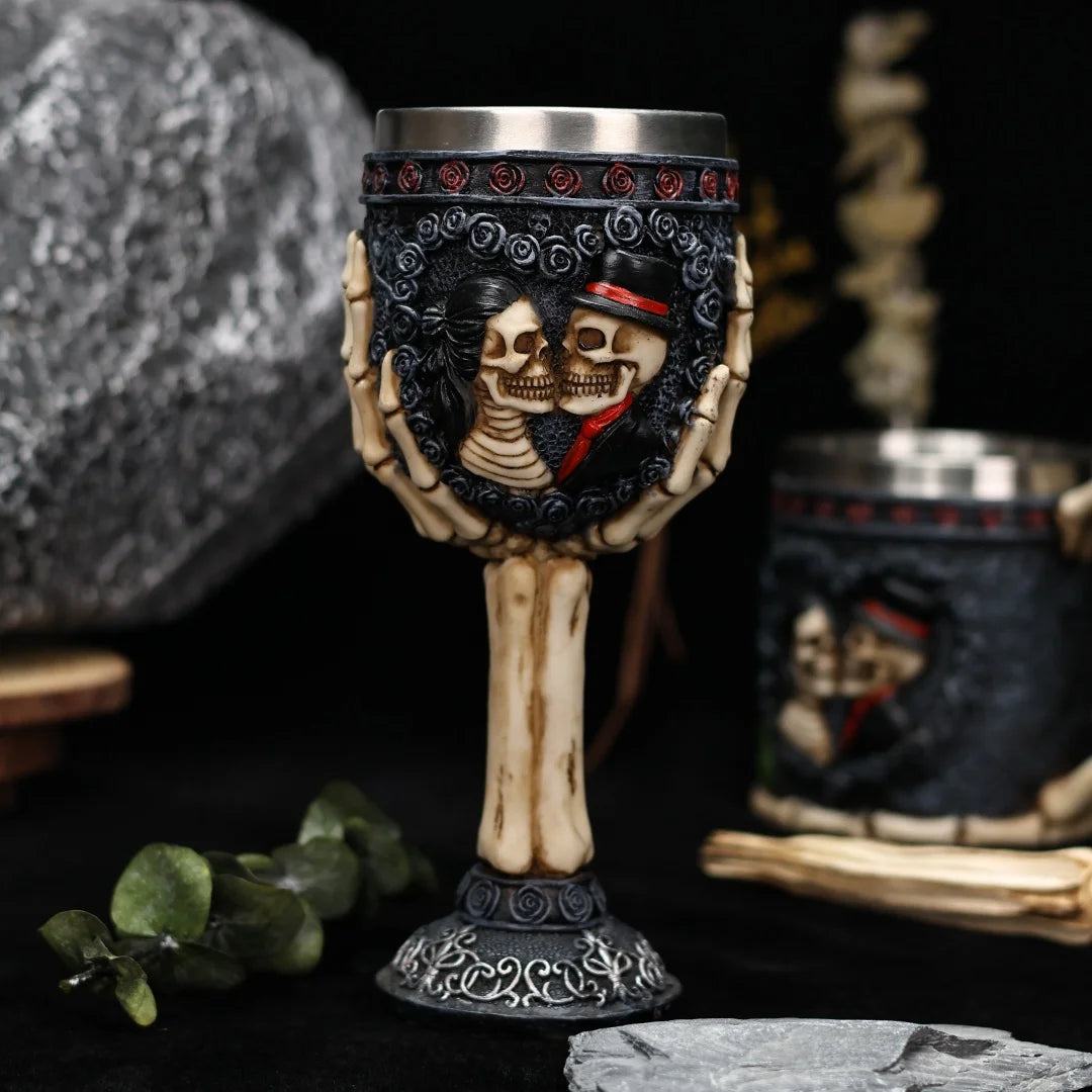 Gobelet gothique Jour des modules de fréquence, Seton Skull, Halloween Bride and Groom, Black Trash, Wine Cup, Friends Gift