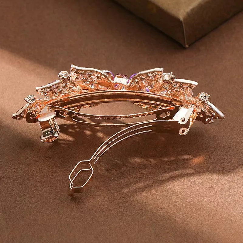 Grande pince à cheveux en cristal, épingle à cheveux, pince à ressort, chignon, accessoire pour cheveux, arrière de la tête, clip horizontal, clip en strass, top cl
