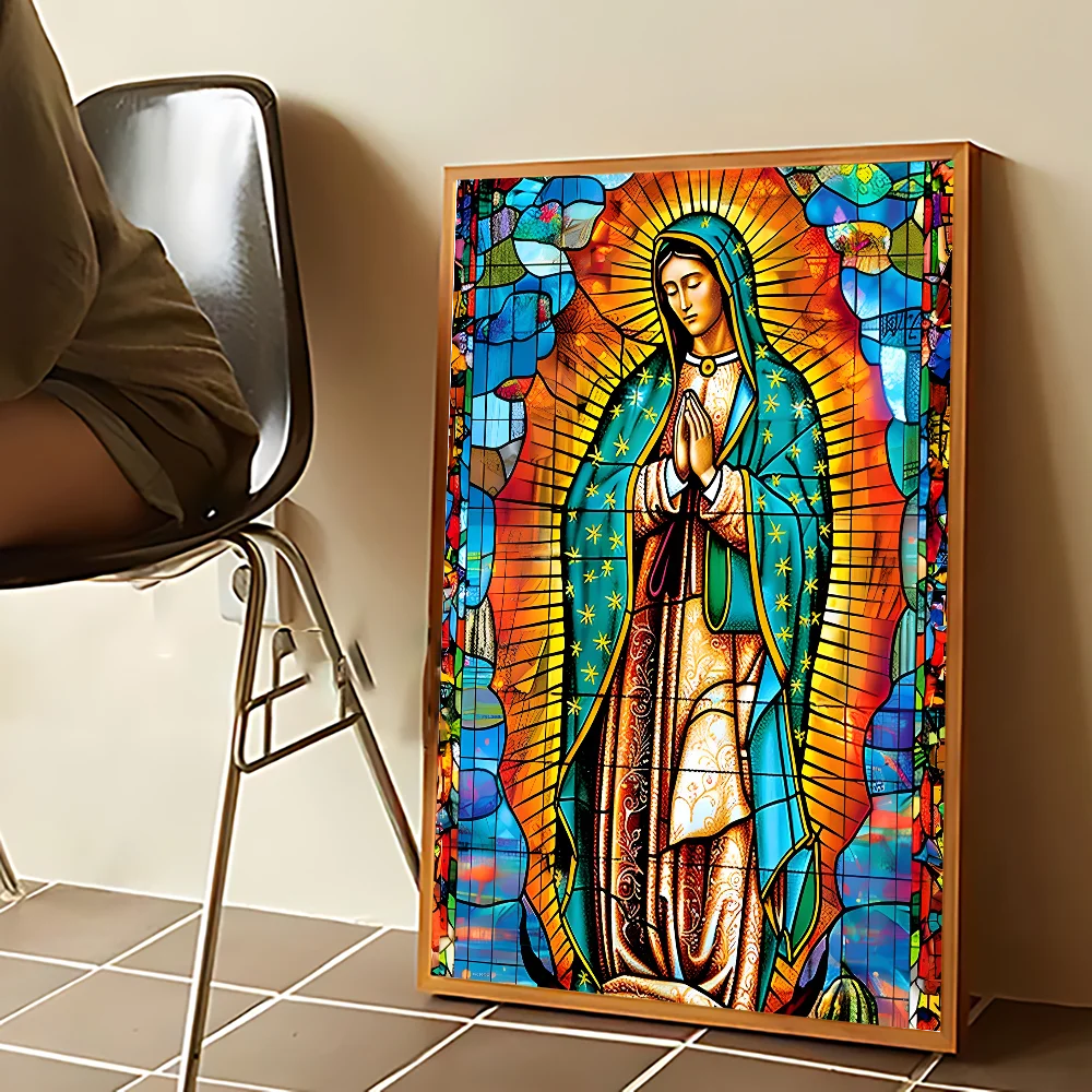 Vierge Marie Art Madame Guadalupe toile peinture affiche Kraft Club Bar papier Vintage affiches mur Art peinture chambre étude