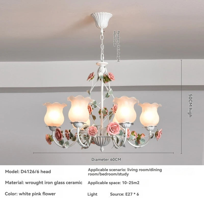 Campagne française pendentif LED lumière décoration de la maison salon chambre cuisine jardin Rose fleur herbe luminaires