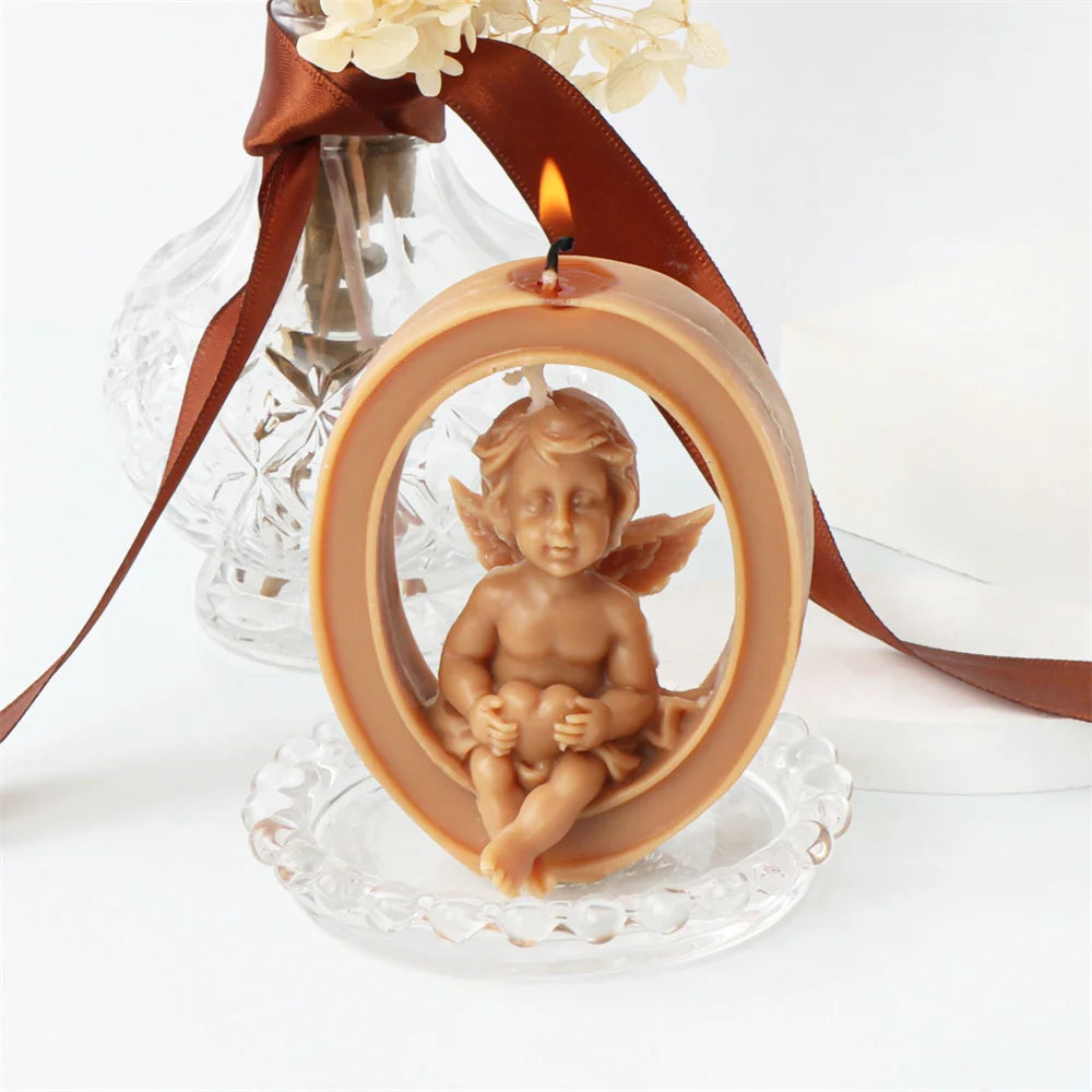 Moule en silicone aile de garçon 3D, figurine de chérubin, statue de coeur d'amour, moule religieux de Pâques, pièce maîtresse de mariage à la maison, outils d'ange bébé