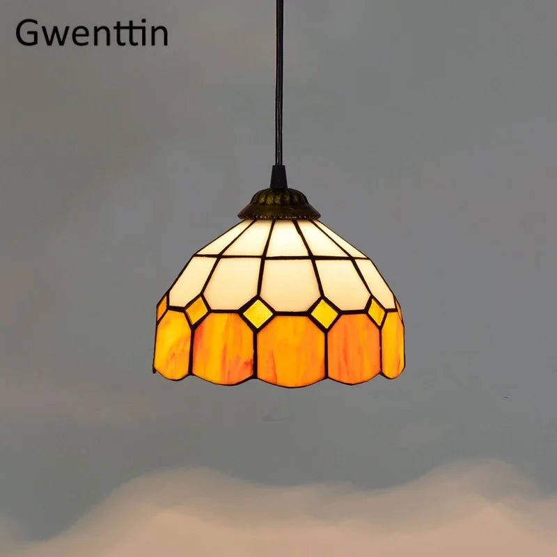 Vitrail suspension lampe salle à manger lustres plafond suspension chambre luminaire maison Luminaria Tiffanydecor