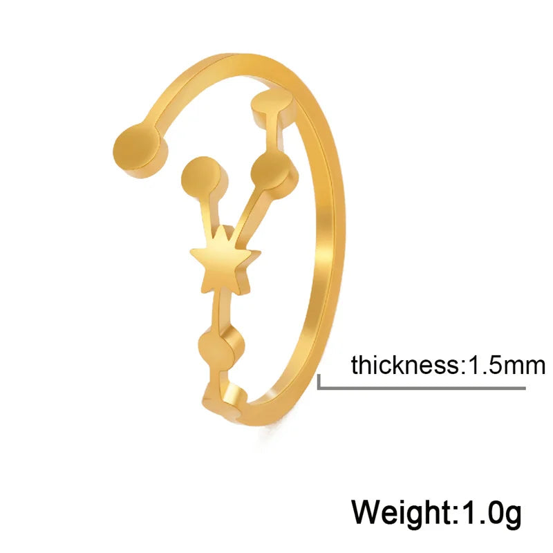 12 bagues de constellation pour femmes, anneaux ouverts et réglables du zodiaque pour adolescents, vergine, Cancer, balance, lion, poissons, bijoux, cadeau d'anniversaire
