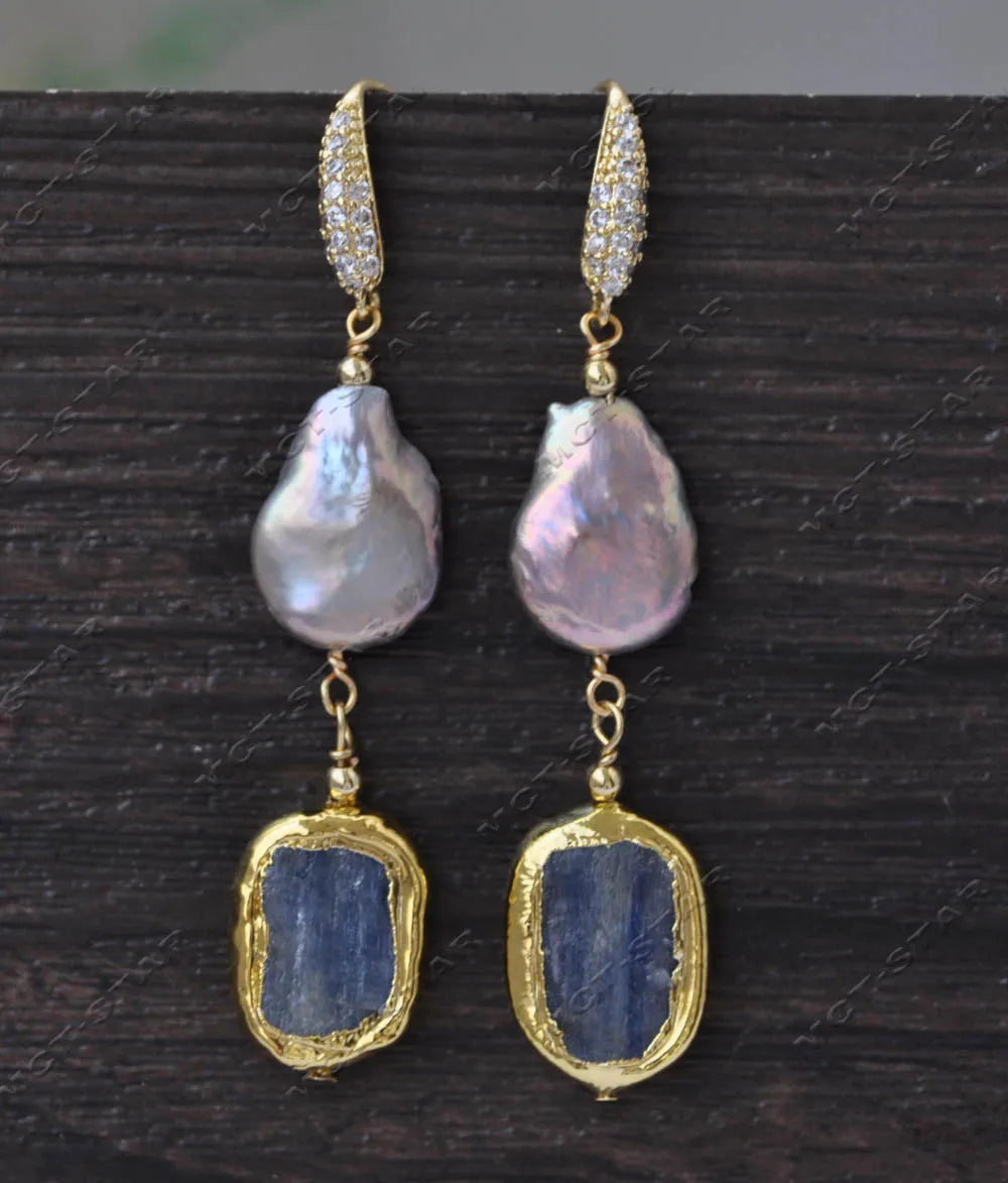 Ensemble de bijoux personnalisés, pièce de monnaie grise, perle, kyanites bleus, collier, bracelet, boucle d'oreille, Z13617, 19"