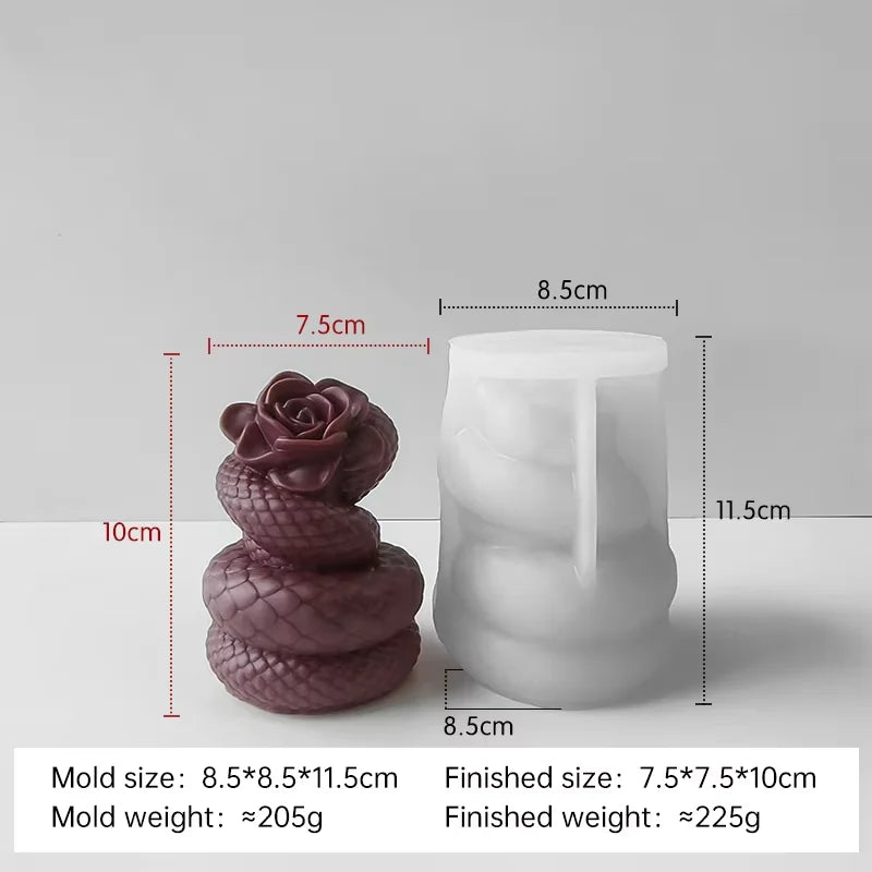Moule en silicone pour bougie pilier serpent en relief – création artisanale et aromatique Halloween
