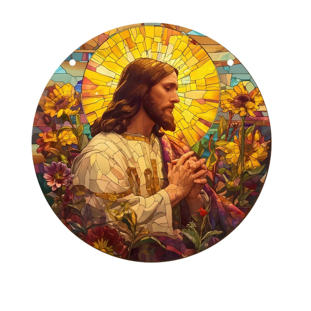 Attrape-soleil de Jésus religieux en acrylique Art déco, plaque murale polyvalente, panneau décoratif pour la maison et le jardin