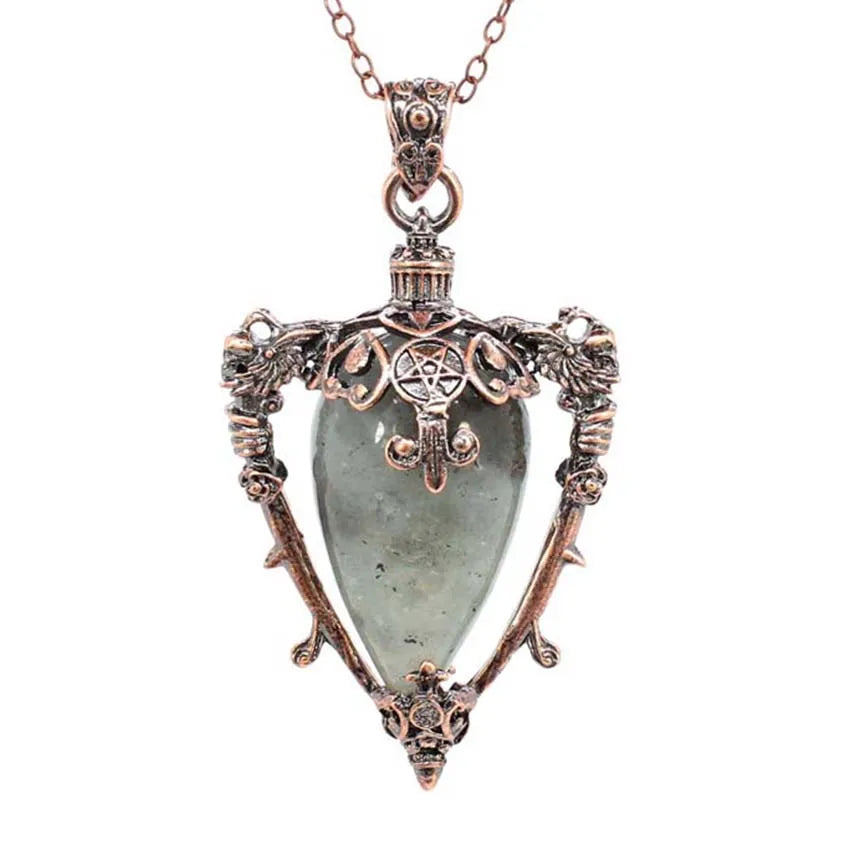 Collier pendentif en cristal goutte d'eau pour hommes et femmes, Quartz rose naturel, Onyx, Lapis Lazuli, Opale, Bijoux en pierre antique, Alanding Yst