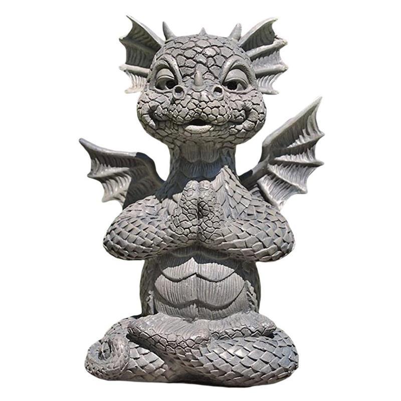 Spot Jardin Dragon Méditation Méditation Prière Résine Décoration Statue