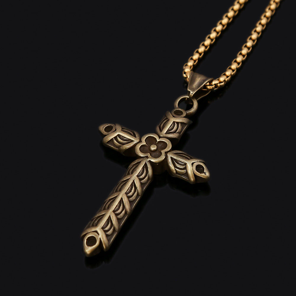 New Viking Cross Flower Punk Men's Necklace