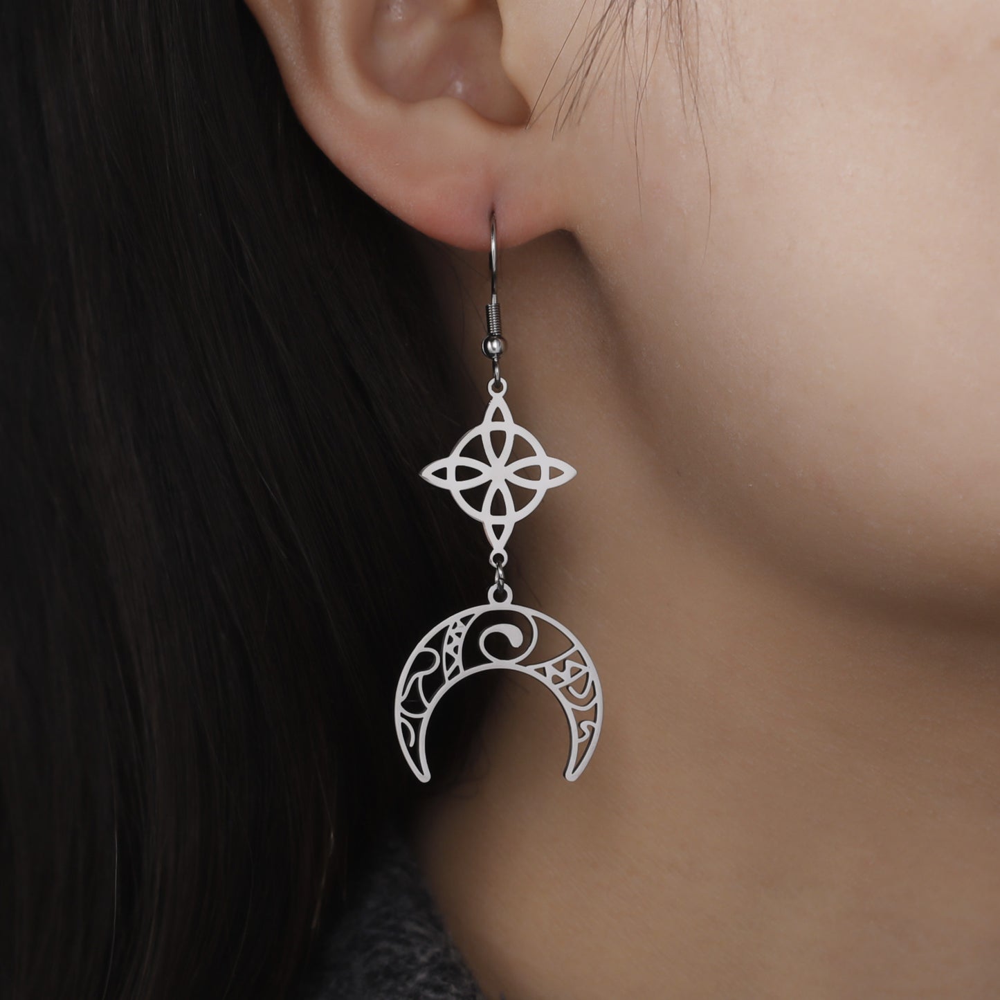Witch Tassel Pendant Simple Stainless Steel Women's Earrings