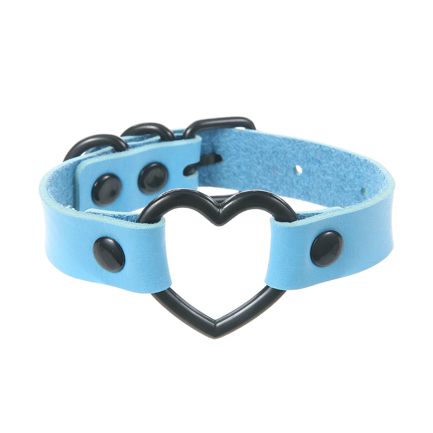 Punk Trendy Cool Dark Peach Heart Hand Ring Bracelet Personality Couple Love Heart-shaped Hollow Leather Bracelet Bracelet