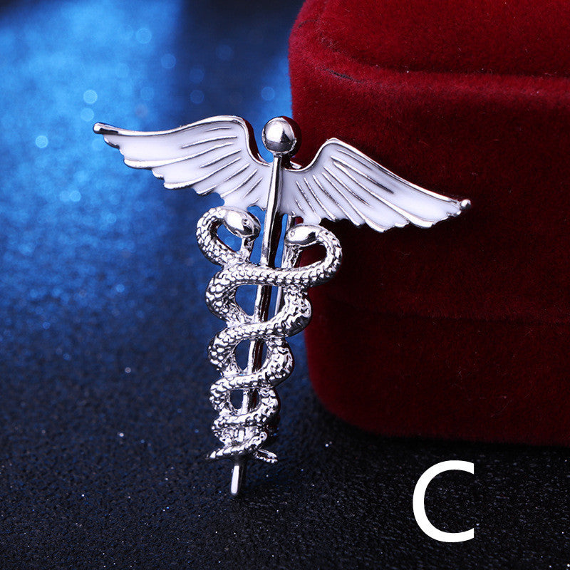 Vintage Alloy Dripping Oil Snake-shaped Animal Brooch, Angel Wings Snake