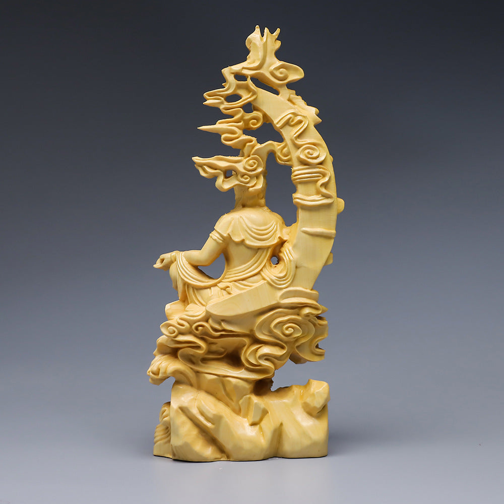 Boxwood Carving Water Moon Goddess Of Mercy Ornament