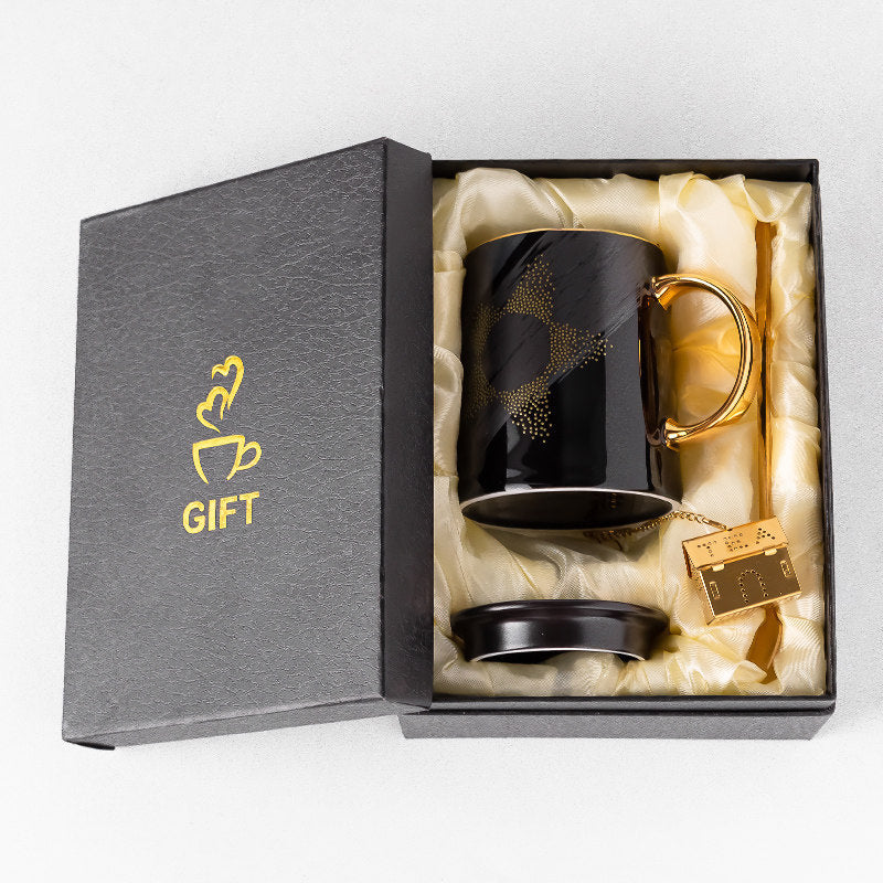 Tasse en céramique avec cuillère à couvercle pour hommes et femmes à la maison