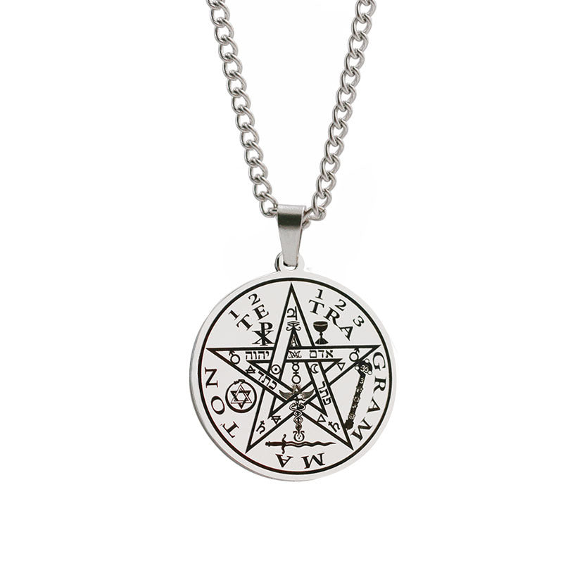 Hip-hop Five-pointed Star Amulet For Men And Women Titanium Steel Pendant Necklace