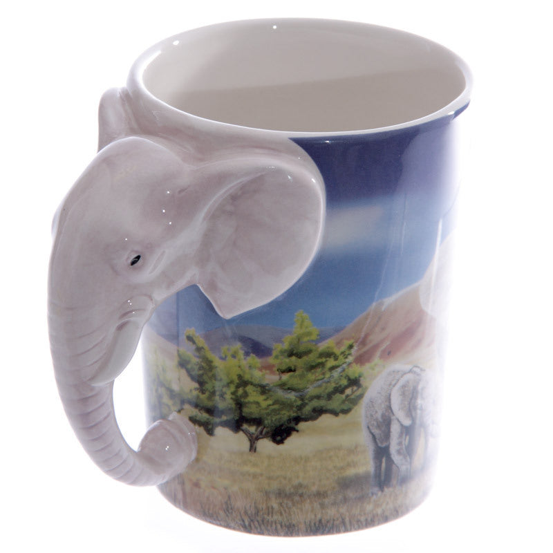 Tasse à café en céramique avec poignée de tête d'éléphant