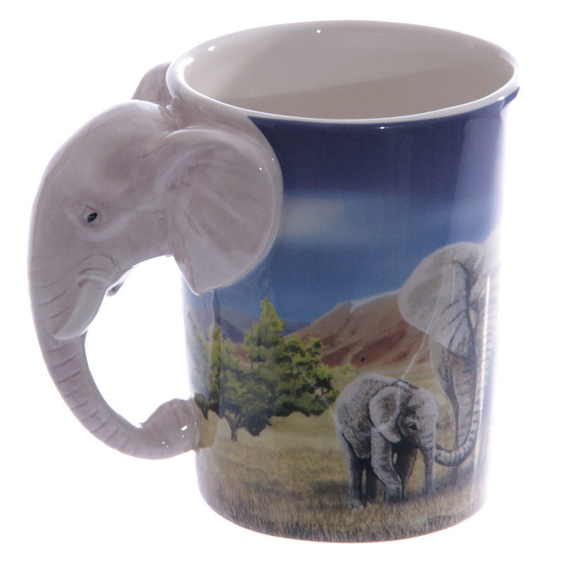Tasse à café en céramique avec poignée de tête d'éléphant