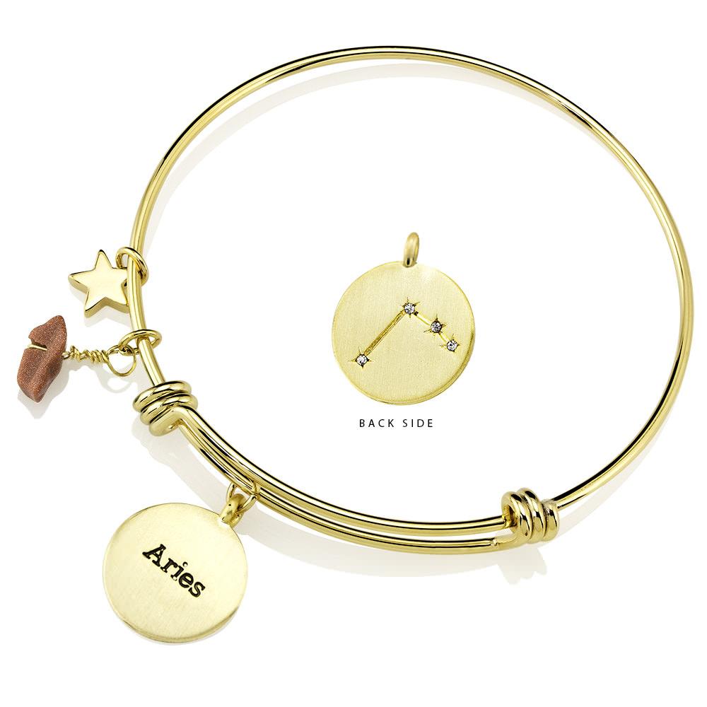 Designer-Inspired Gold-Plated Horoscope and Constellation Bangle