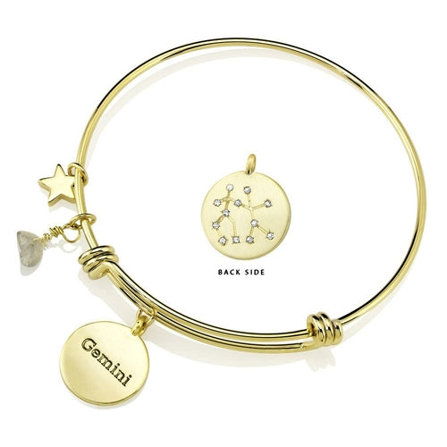 Designer-Inspired Gold-Plated Horoscope and Constellation Bangle