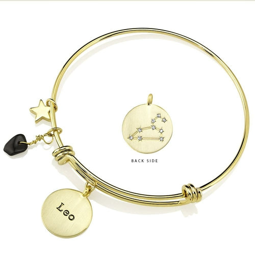Designer-Inspired Gold-Plated Horoscope and Constellation Bangle
