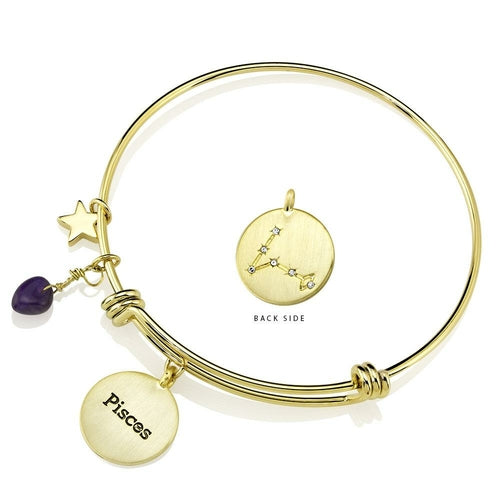 Designer-Inspired Gold-Plated Horoscope and Constellation Bangle
