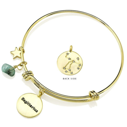 Designer-Inspired Gold-Plated Horoscope and Constellation Bangle