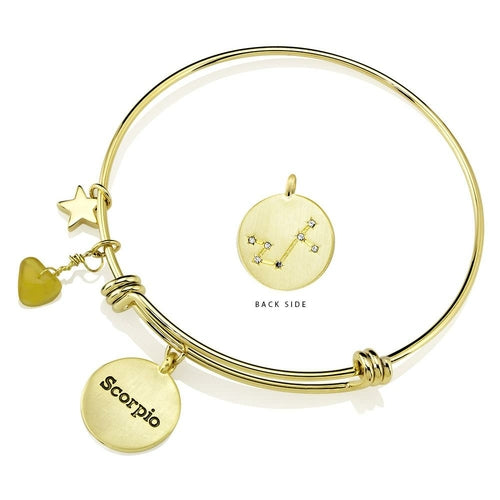 Designer-Inspired Gold-Plated Horoscope and Constellation Bangle