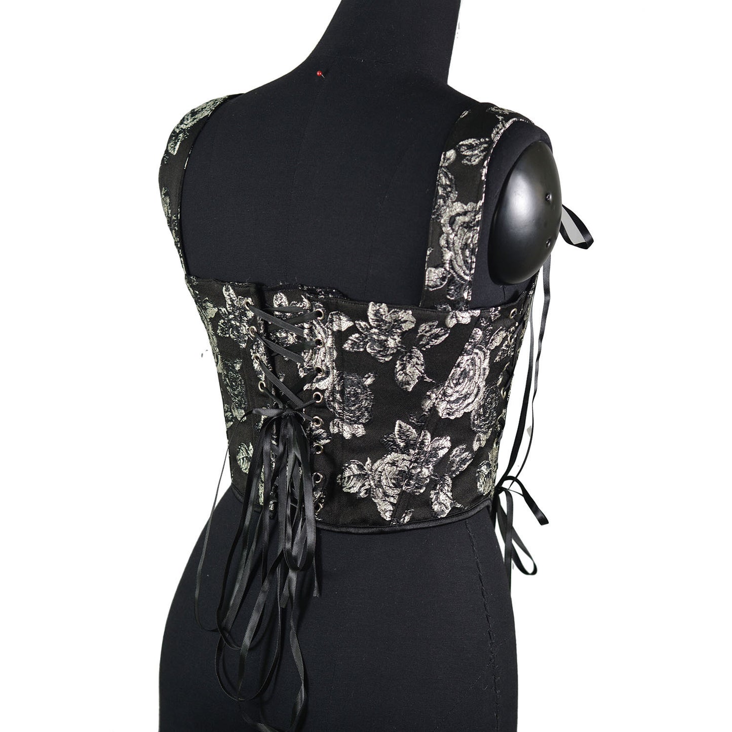 Women's Retro Black Rose Double Layer Fishbone Corset