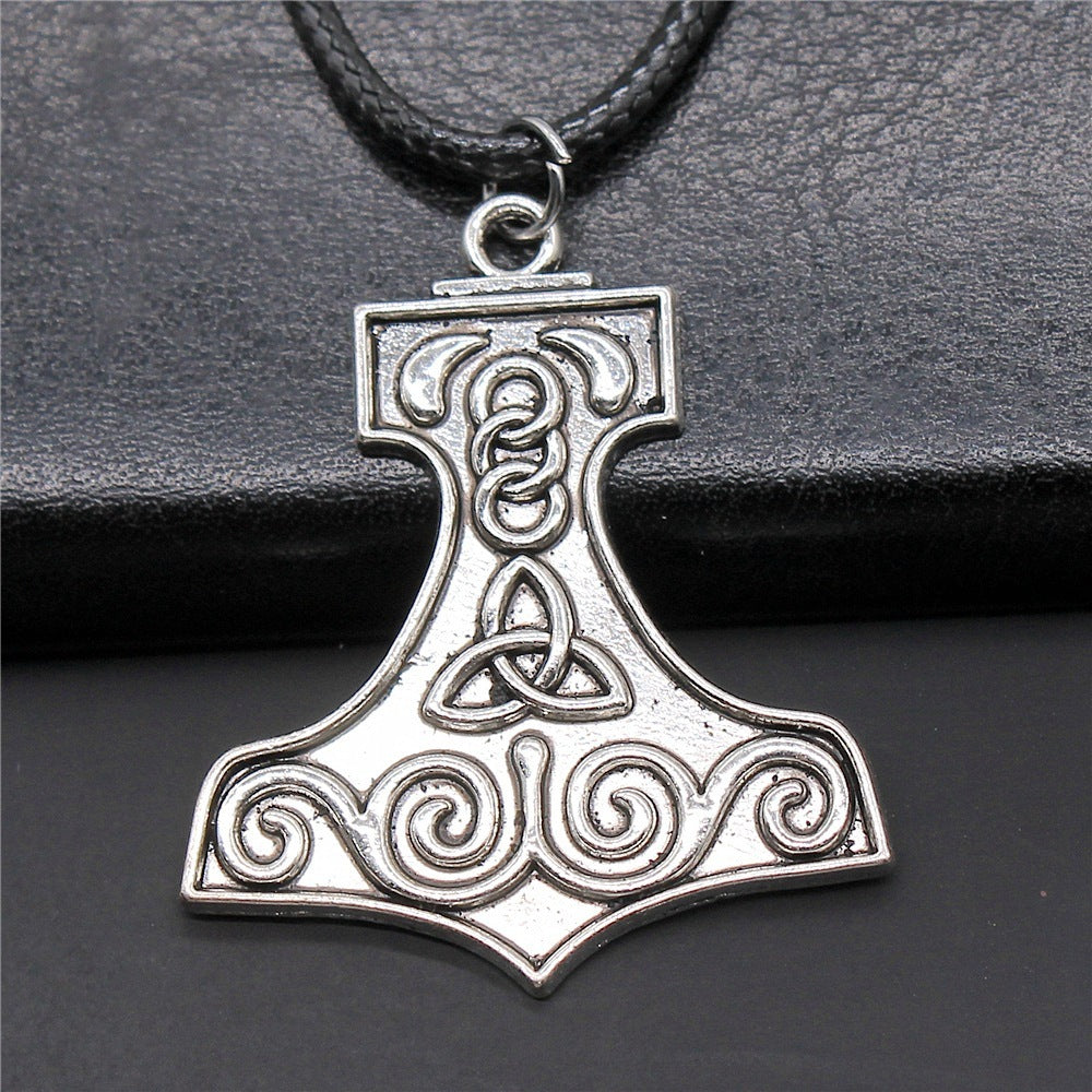 Rudder Amulet Symbol Pendant Black Leather Rope Necklace