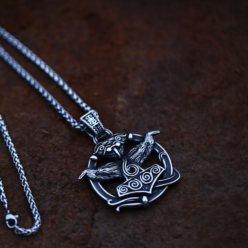 Stainless Steel Crow Viking Titanium Steel Necklace Pendant