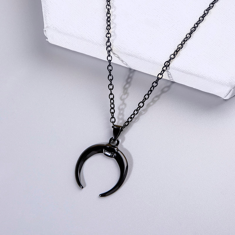 Punk Noir Sorcière Corne Collier Halloween Bijoux
