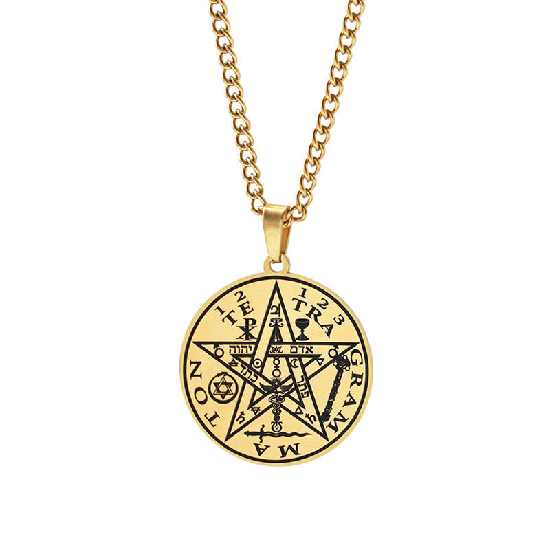 Hip-hop Five-pointed Star Amulet For Men And Women Titanium Steel Pendant Necklace