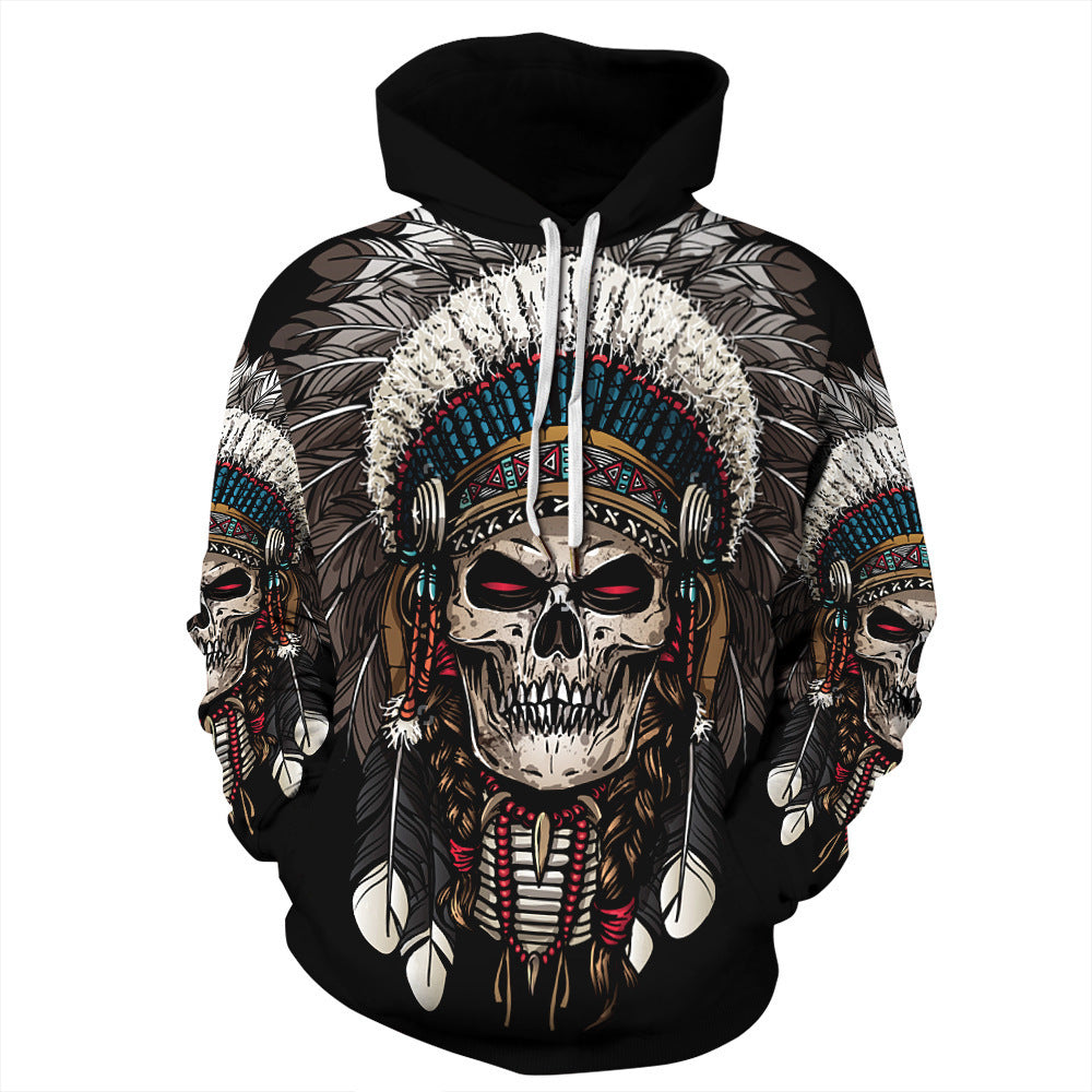 Indian Wolf Head Men's And Women's Hoodie
