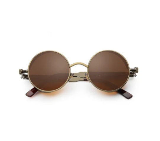 Gothique Steampunk lunettes de Soleil Pour Femmes Hommes Ronde Lentille Métal Cadre