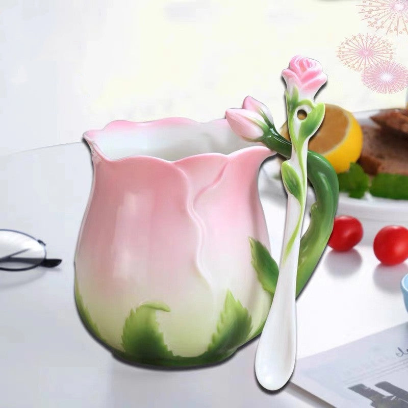 Fleur En Céramique Café De Fleur de Thé Rose Tasse